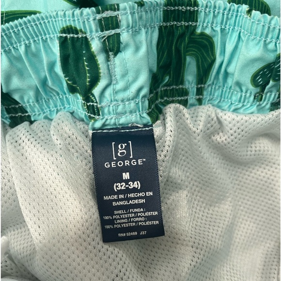 🌻 George | Blue Men’s Swim Shorts with Green Cactus - Picture 4 of 5